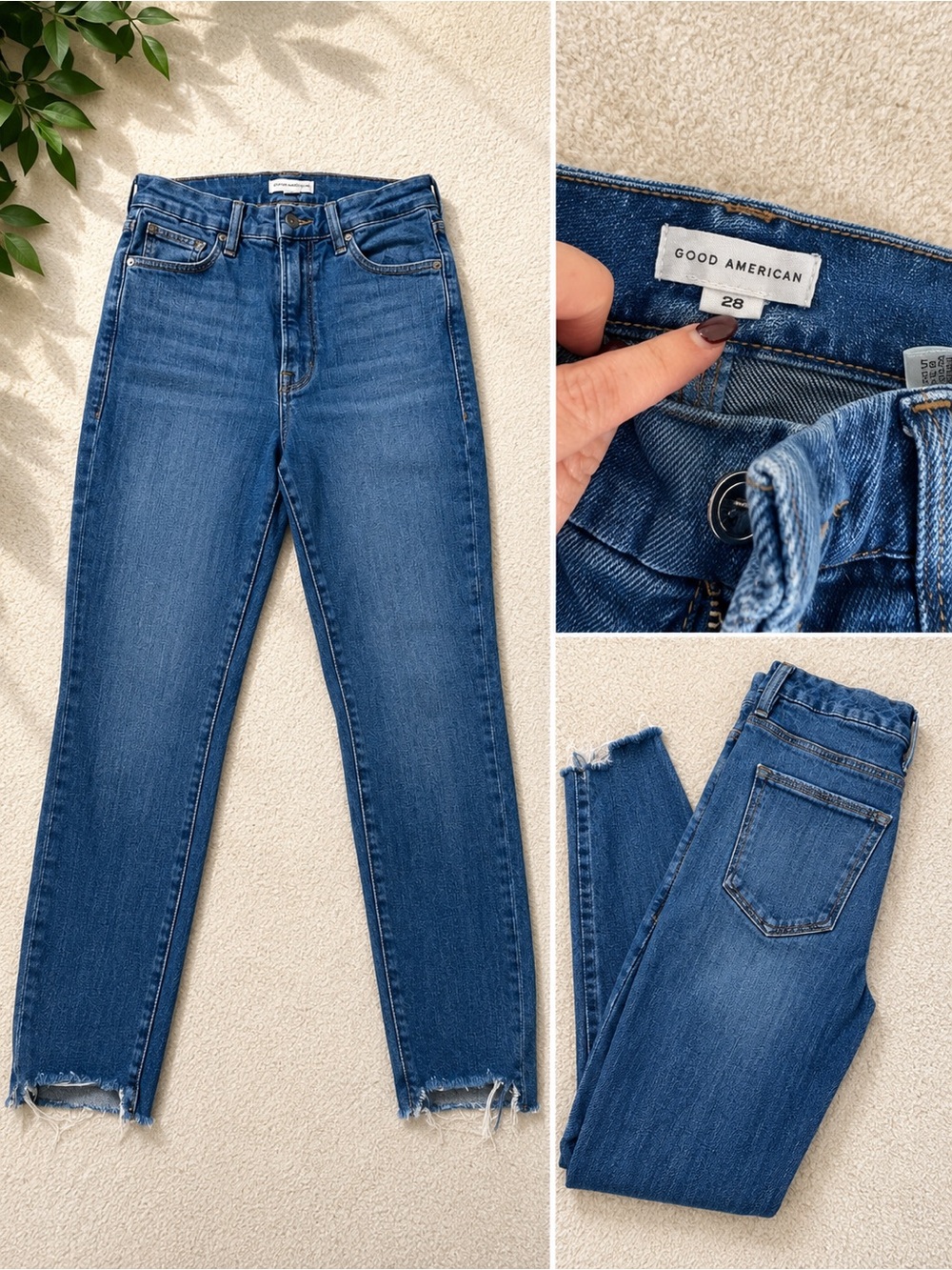 Good American Skinny High-Rise Jeans in Medium Blue Wash